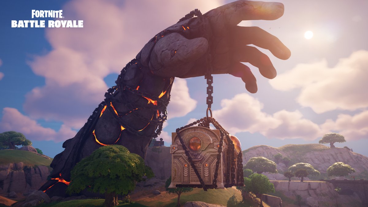 FortniteJP's tweet photo. 巨大な手と謎の箱が島に出現。

とりあえず開けてみようかな。 https://t.co/PVaInGm79j