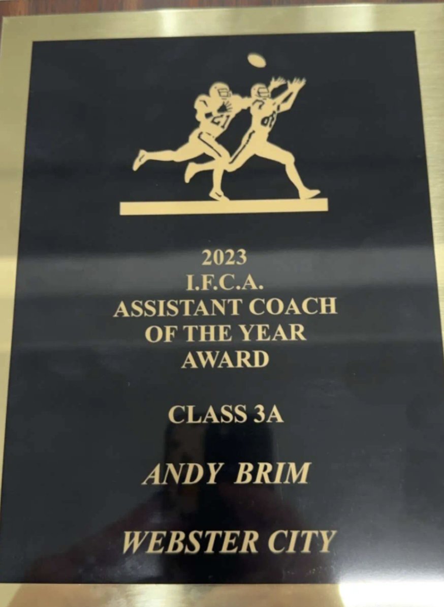 Congratulations to Coach Andy Brim 3A assistant coach of the year. @wclynxfootball