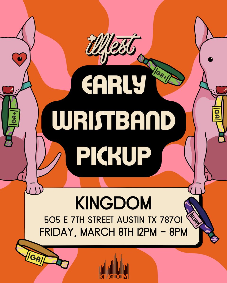 Didn’t order your wristband in time for shipping? Visit us at @KingdomAustin March 8th from 12pm - 8pm to grab your band and skip the box office lines! 🚨 Must bring a photo ID matching your name on the order 📍 505 E 7th street Austin TX 78701