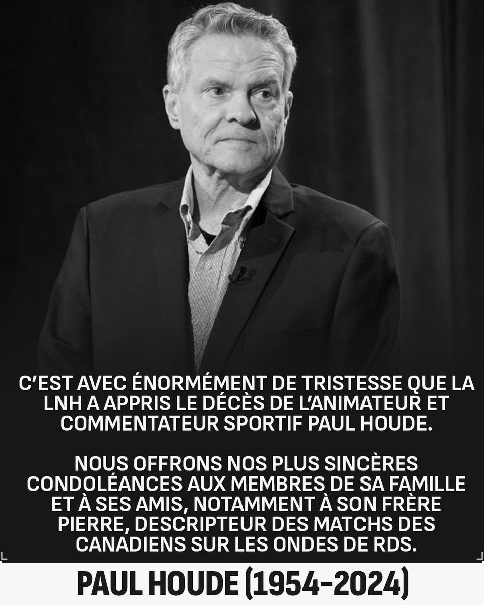 LNH_FR's tweet photo. Nos pensées sont avec Paul Houde, sa famille et ses amis ❤️

Photo : Noovo https://t.co/o0unCZOdE0