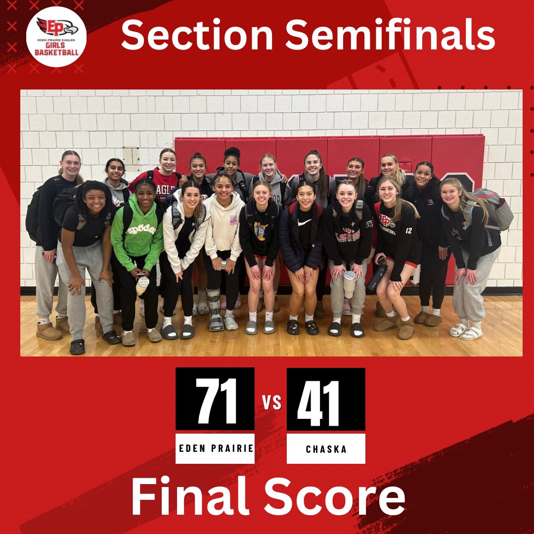 Ep got a great section semi final win against Chaska!! It was a total team effort including the jv team who were the Chaska scout team and did an excellent job preparing us!