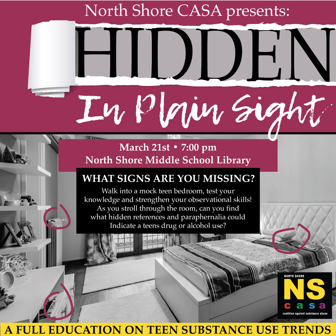 NS CASA (@northshorecasa) on Twitter photo Don't miss this years Hidden In Plain Sight! March 21st, 7pm. Get a full education on Teen Substance use trends. Walk into a mock Teen bedroom, test your knowledge & strengthen your observation skills! Visit nscasa.org for more info. <a href="/NoShCounselor/">North Shore Counseling</a> <a href="/SHELLNORTHSHORE/">North Shore CSD</a> Don't miss this years Hidden In Plain Sight! March 21st, 7pm. Get a full education on Teen Substance use trends. Walk into a mock Teen bedroom, test your knowledge & strengthen your observation skills! Visit nscasa.org for more info. <a href="/NoShCounselor/">North Shore Counseling</a> <a href="/SHELLNORTHSHORE/">North Shore CSD</a>