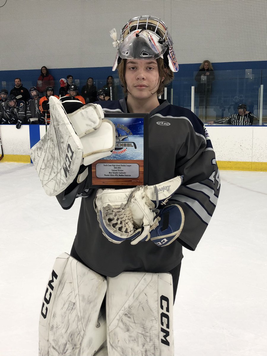 2023-24 North Coast High School Hockey League- National Division

Most Valuable Goaltender 
Wooster Oilers 
Maddon Patterson #24

Congratulations!