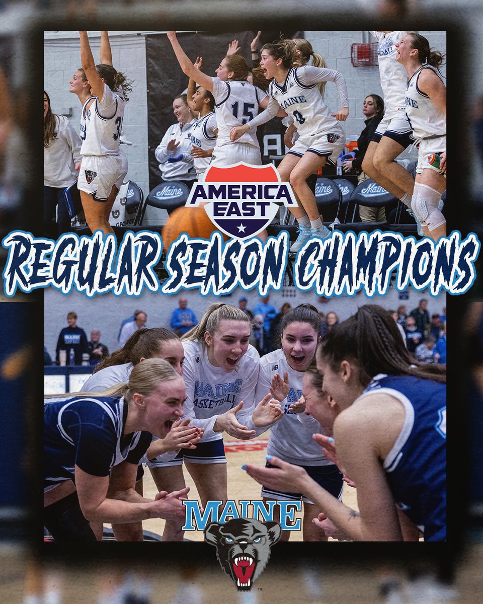 AmericaEast's tweet photo. Women's #AEHoops Regular Season Champions!

The road to @MarchMadnessWBB runs through Orono as @BlackBearsWBB take home their 5th title in the last 7 years! https://t.co/hbLmfaPLL7
