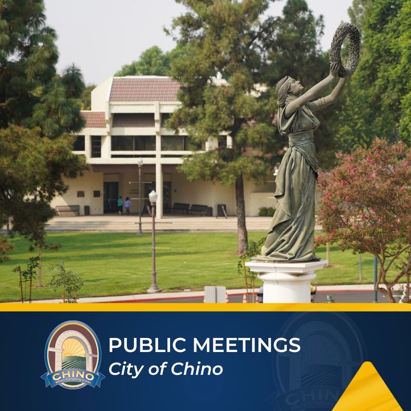 Attend a public meeting during the month of March at the City of Chino Council Chambers beginning at 6:00pm ➡️City Council Meetings - Mar5&19 ➡️Community Services Commission Meeting - Mar25 ➡️Planning Commission Meeting - Mar20 To view the agendas, visit cityofchino.org/agendas.