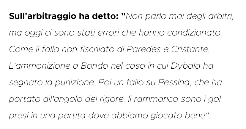 Affascinato da Palladino, secondo il quale con un arbitro attento il suo Monza avrebbe vinto 1 a 0
