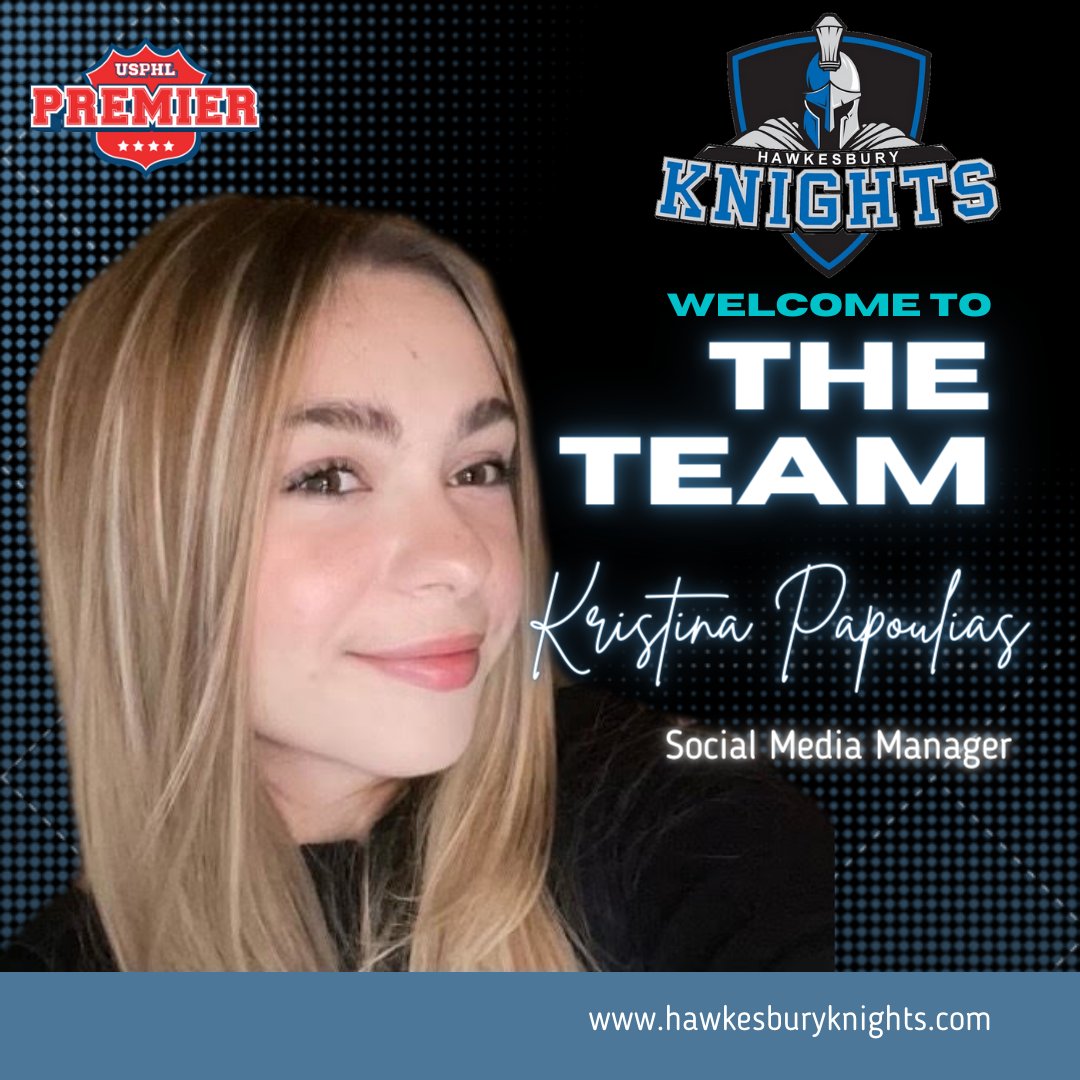 Social media is for the next generation, so let's welcome Kristina Papoulias to the Knights as our social media manager. @USPHL #JuniorHockey