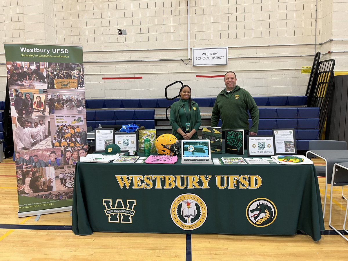 Today the <a href="/onewestbury/">Westbury Union Free School District</a> participated in the Educator Recruitment Fair sponsored by the Jericho School District.  We thank the candidates who visited the <a href="/onewestbury/">Westbury Union Free School District</a> table to learn more about our outstanding school district. <a href="/TahiraDChase/">Dr. Tahira D Chase</a> <a href="/bgallivanWORLD/">Brendan Gallivan</a> <a href="/WestburyWHS/">Westbury High School</a> <a href="/Ghockaday2/">love2teach</a>