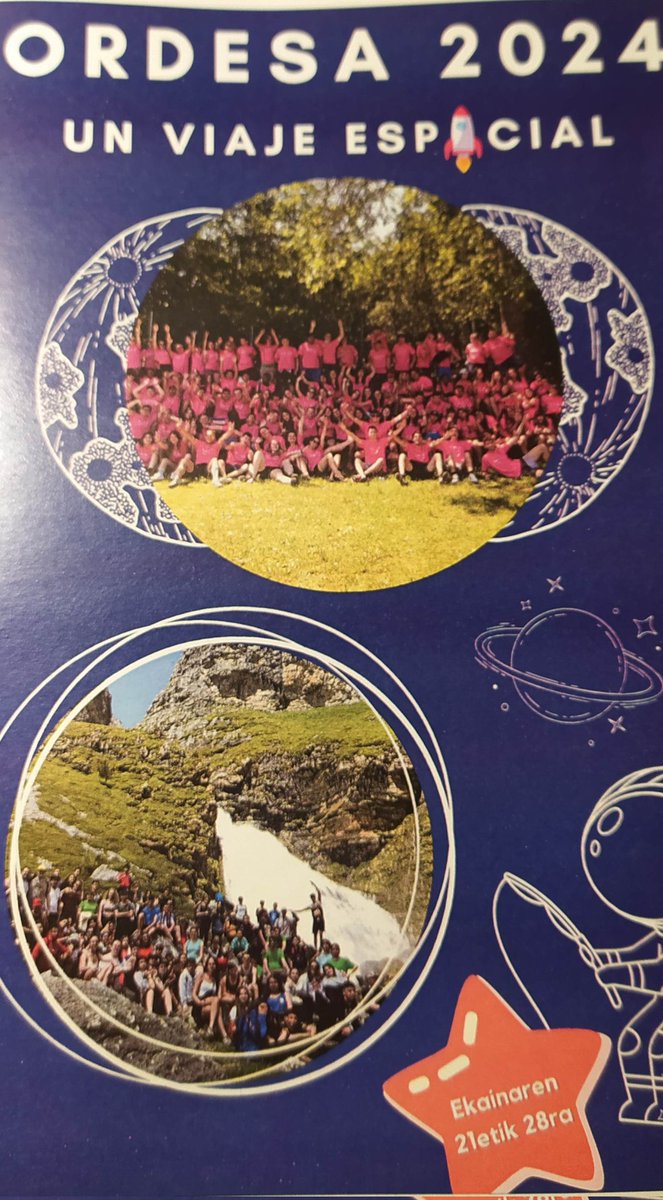 Ya ha comenzado la inscripción del campamento de Ordesa 2024.
Una experiencia inolvidable y este año el Universo es el tema principal.
Zure zain gaude! Anima zaitez parte hartzera!