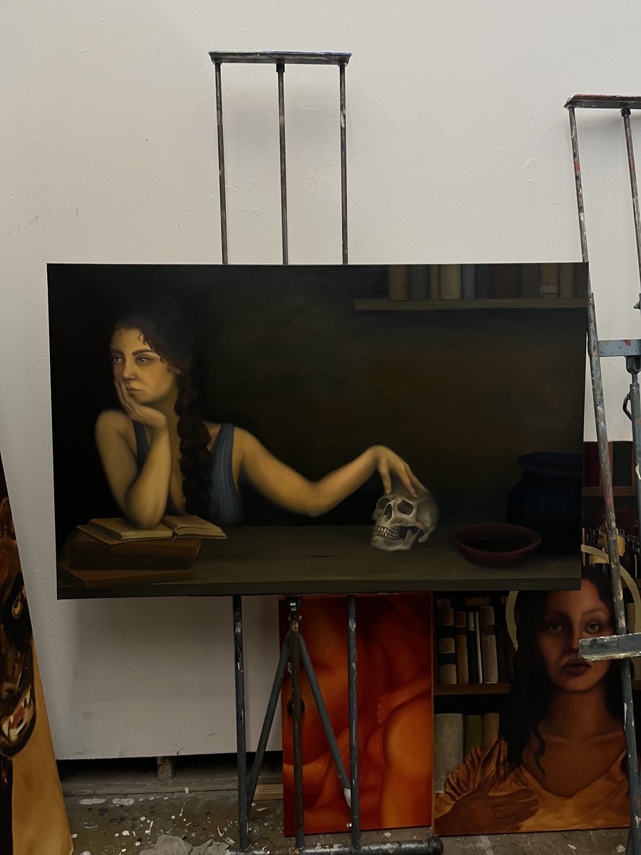 Things I’ve touched this week 🎨

The 1st is my most recent &amp; the largest piece for my show in May. The 2nd an old one that I never completed, &amp; the 3rd is a 2022 piece being reworked