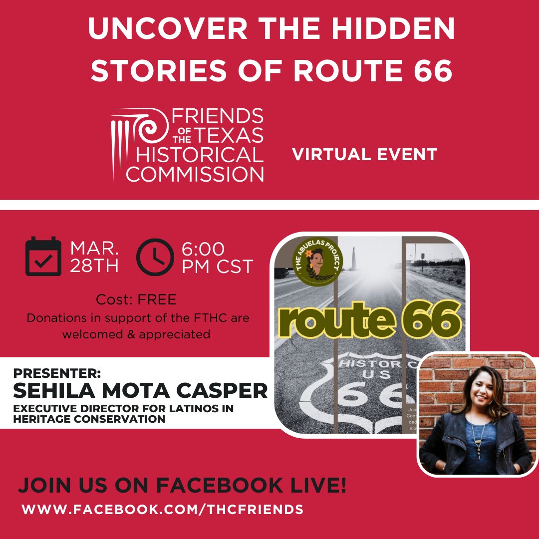 friends_thc's tweet photo. Embark on a virtual road trip with us tomorrow March 28th! We'll uncover the hidden stories of Route 66. Explore the forgotten narratives of Latinx communities and celebrate the cultural significance of our nuestras abuelas, our grandmothers. Register now: https://t.co/lv90SsUrcj https://t.co/mgFwKcDC8U
