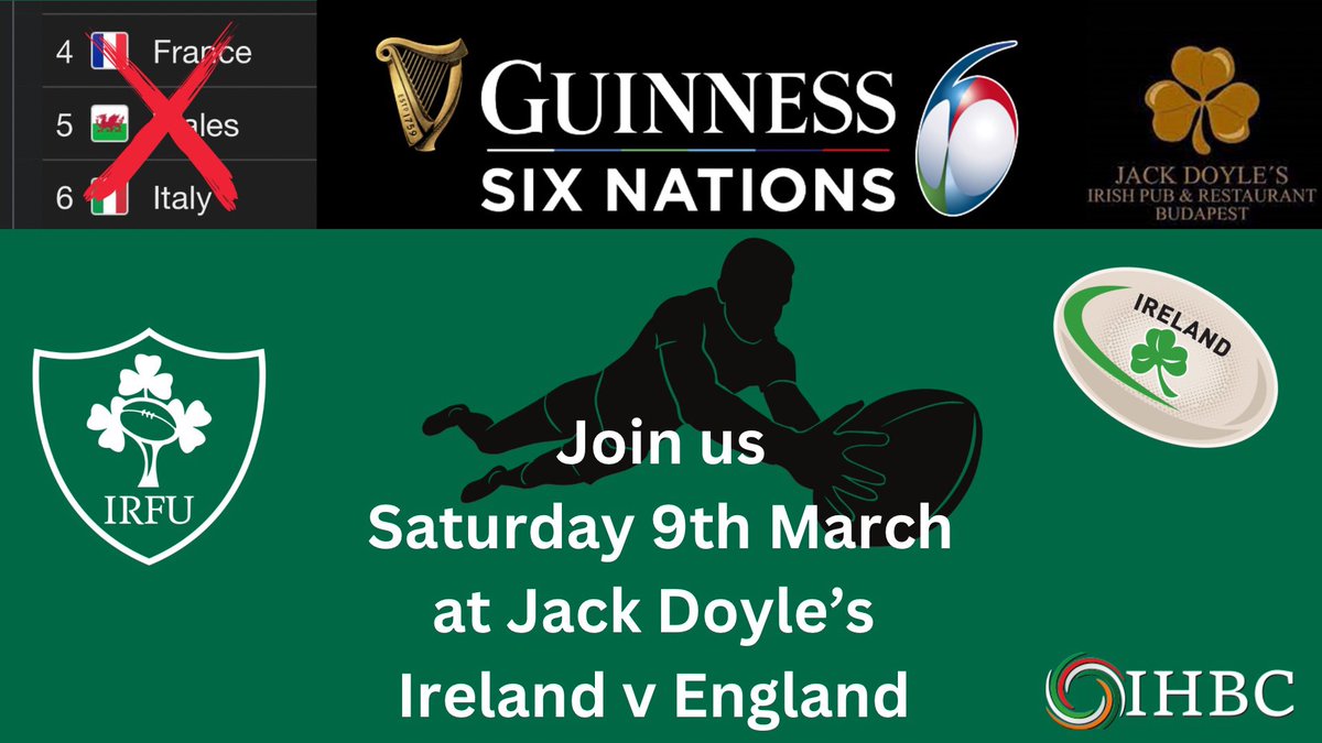 Come and join us for the fourth round of the six nations