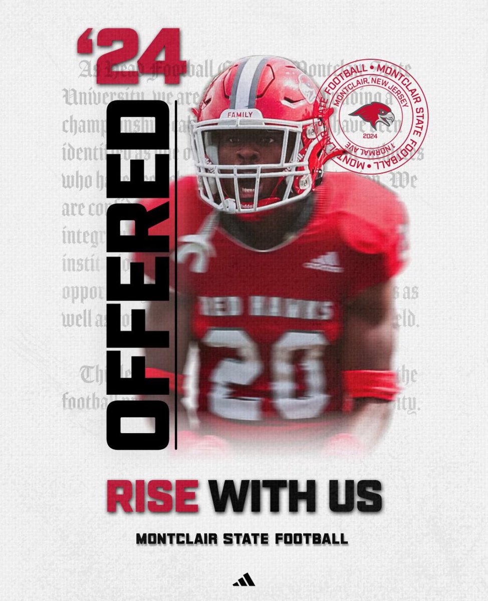 Blessed to receive an offer from <a href="/CoachPalazz/">Coach 🅿️alazz</a> to bring my talent and education to <a href="/Montclair_FB/">Montclair State Football</a> !
 #redhawk @Coachliamnelson  <a href="/thvchosen1/">Carl Watson IV</a> <a href="/WeequahicHSFB/">Weequahic Football</a>