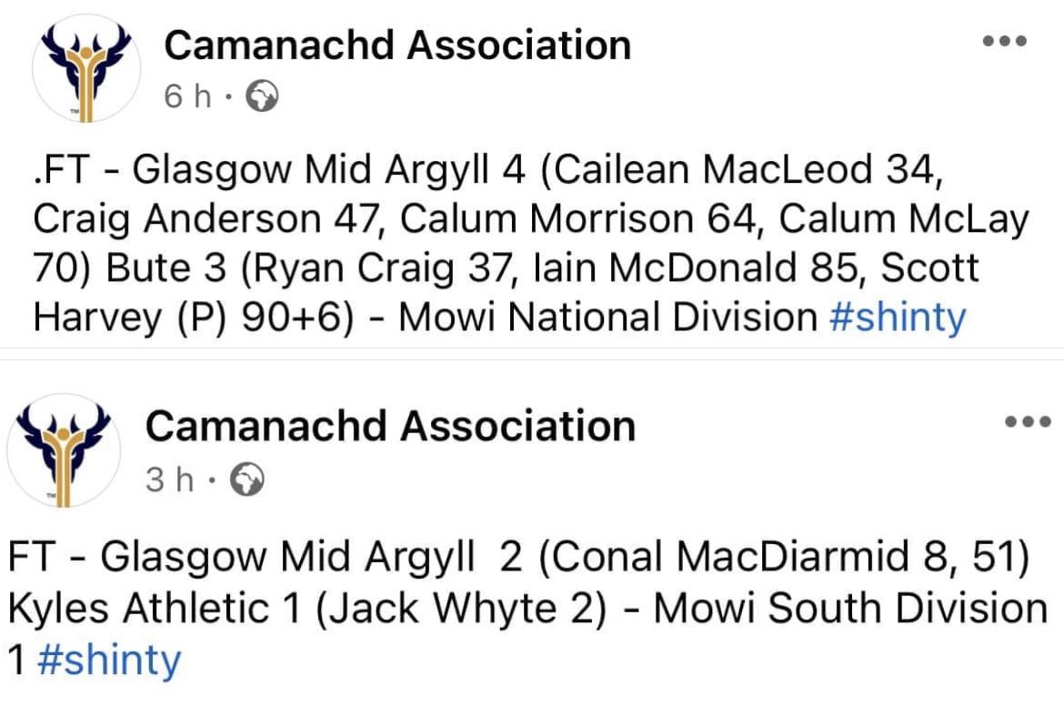 ShintyGMA's tweet photo. A winning start for both men’s teams today🔵⚪️
Thank you to Bute  and Kyles for some competitive shinty https://t.co/8GB8X4AkGf