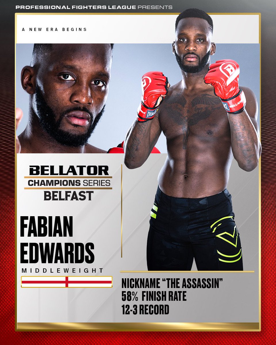 𝙏𝙃𝙀 𝘼𝙎𝙎𝘼𝙎𝙎𝙄𝙉! 🥷

Fabian Edwards returns to the Bellator Cage on March 22nd at #BellatorBelfast in a Middleweight #1 Contender Bout against Aaron Jeffery, where he will be looking to guarantee a rematch with Bellator Middleweight Champion Johnny Eblen! 👀