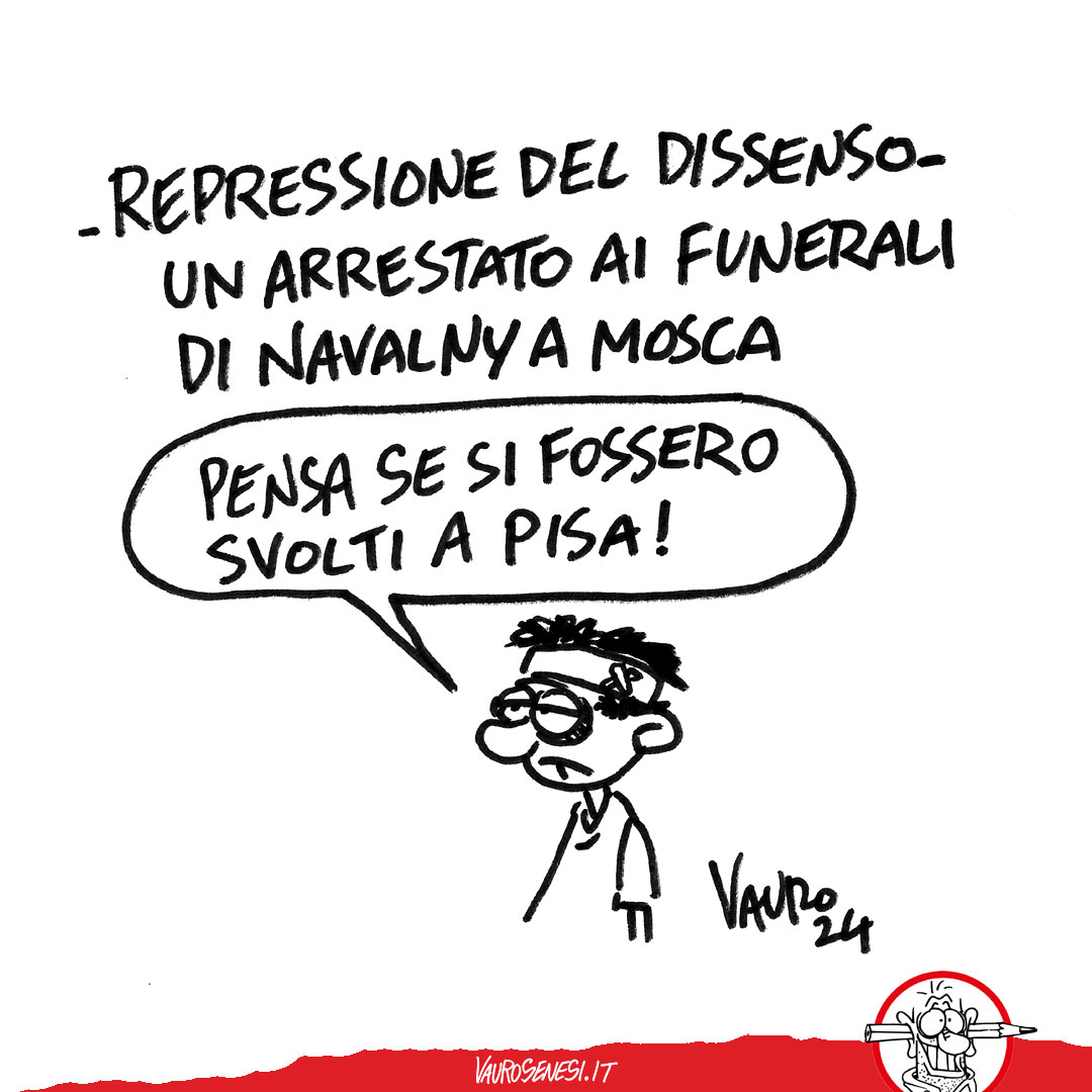 #Italia #Meloni #Navalny #Russia 
🔴 LA NUOVA VIGNETTA DI VAURO
vaurosenesi.it #2marzo #Pisa