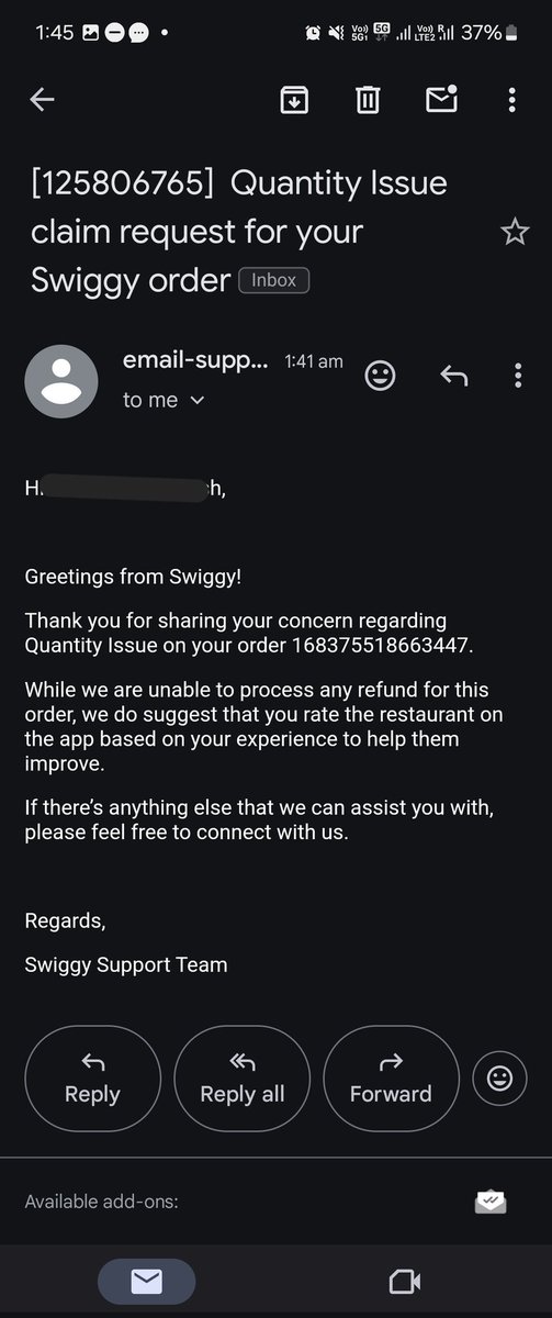 subhra2910's tweet photo. Hey @Swiggy @SwiggyCares, I ordered food from your platform, I got wrong ordered and when I asked support from your customer care, no escalation no help provide to me. This is my last order from your platform. @zomato @zomatocare has much better service than @Swiggy @SwiggyCares https://t.co/NWEzlZ5G7p