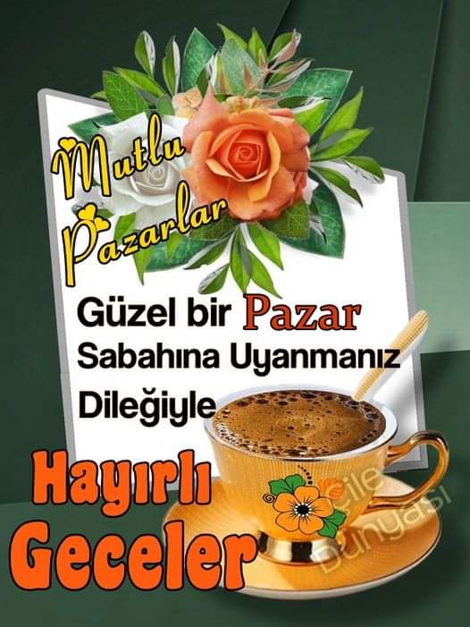 Güzel bir pazar gününe uyanmaniz dileğiyle huzurlu geceler allaha emanet olun selam dua ile 🇹🇷☕🇹🇷⏱🇹🇷👋🇹🇷🇦🇪