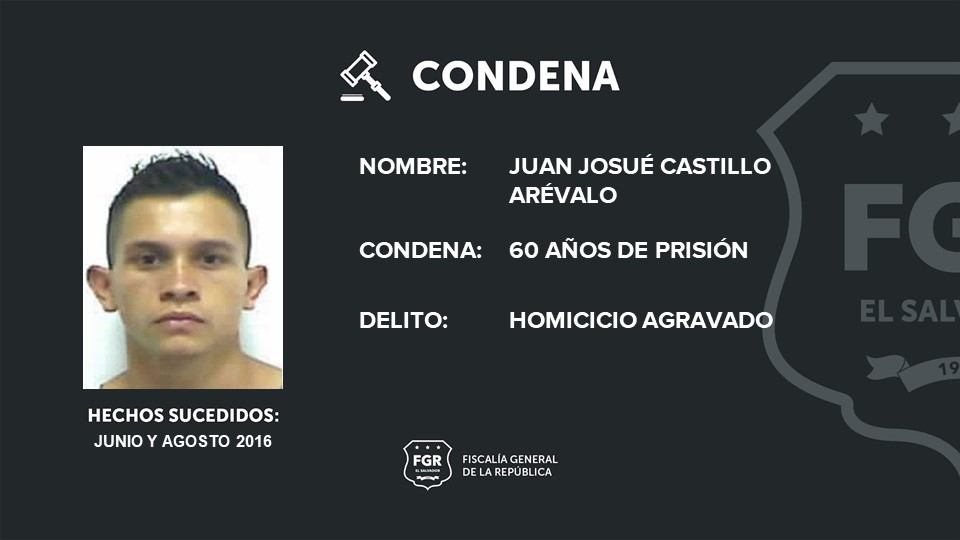 #Condena I El exmiembro del extinto Grupo de Reacción Policíal (GRP) de la PNC y prófugo de la justicia, Juan Josué Castillo Arévalo, alias 'Samurai', recibió una condena de 60 años de cárcel por dos homicidios agravados cometidos entre junio y agosto del 2016. Las víctimas,