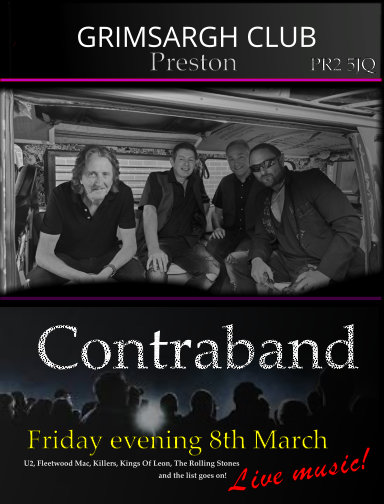This Friday 8th March we're at Grimsargh Club, Preston live &amp; loud