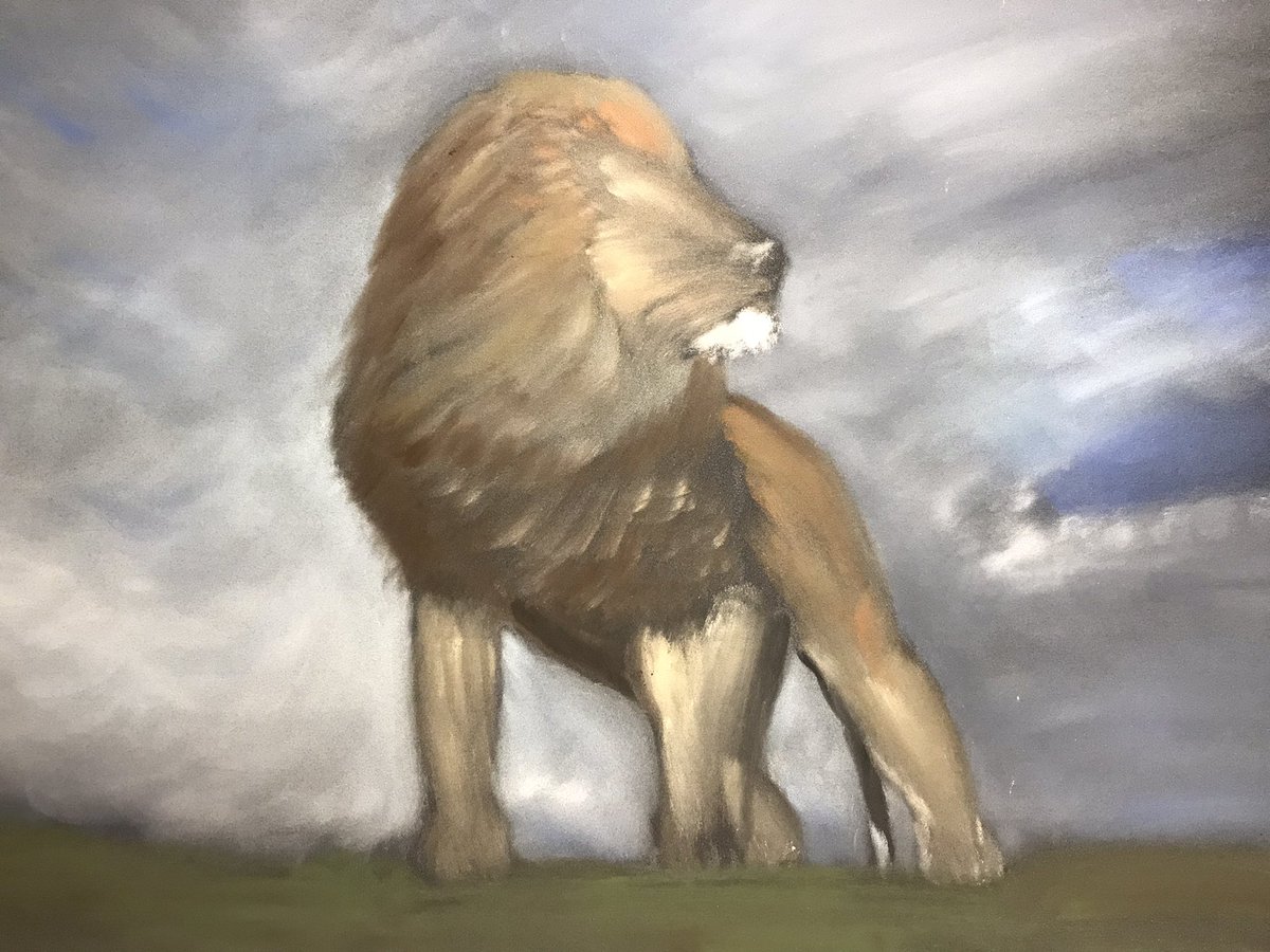 My portrait of a lion so far 🦁 This is just the base layer