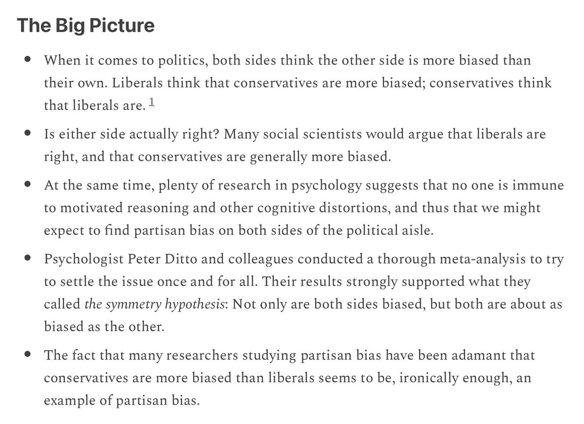 “The fact that many researchers studying partisan bias have been adamant that conservatives are more biased than liberals seems to be, ironically enough, an example of partisan bias.” stevestewartwilliams.com/p/whos-more-bi…