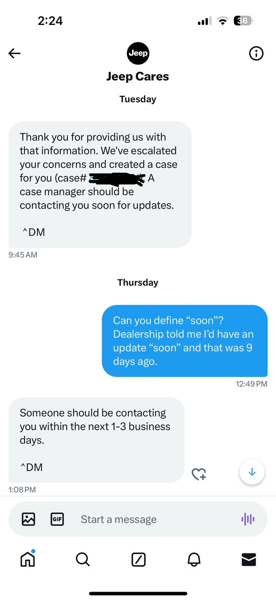 Ripps30's tweet photo. @GuyDealership Great communication and proactive solutions can turn a negative customer experience around quickly. 
Terrible communication and reactive solutions push a customer away forever. @JeepCares https://t.co/Ch2AyL4xyC