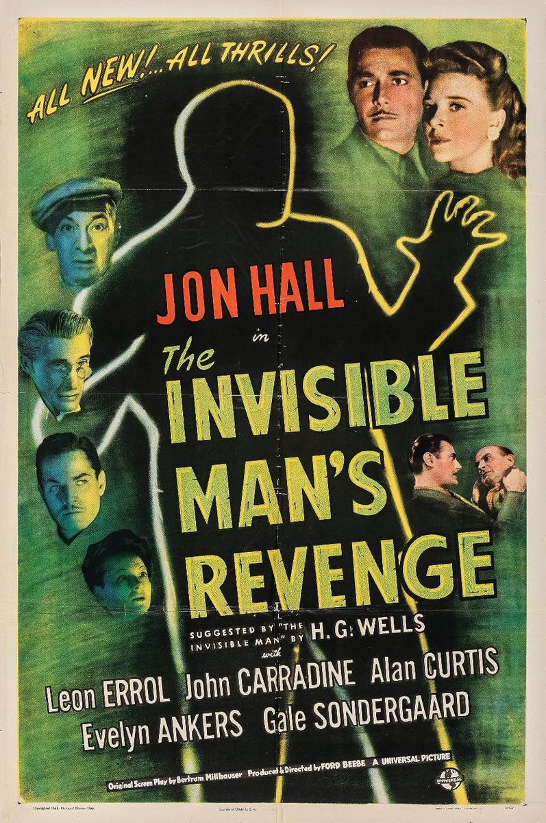 Now you see him, now you don't, now he kills! It's "The Invisible Man's Revenge" starting NOW on #Svengoolie!