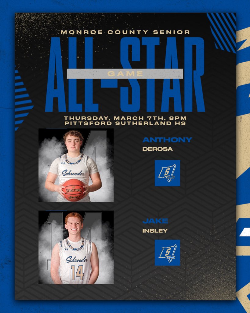 🚨 Come watch Jake and Anthony put on the Schroeder jerseys one last time. Exceptional Senior All-Star Game, Thursday March 7th. Girls game 6pm, Boys game 8pm 🚨