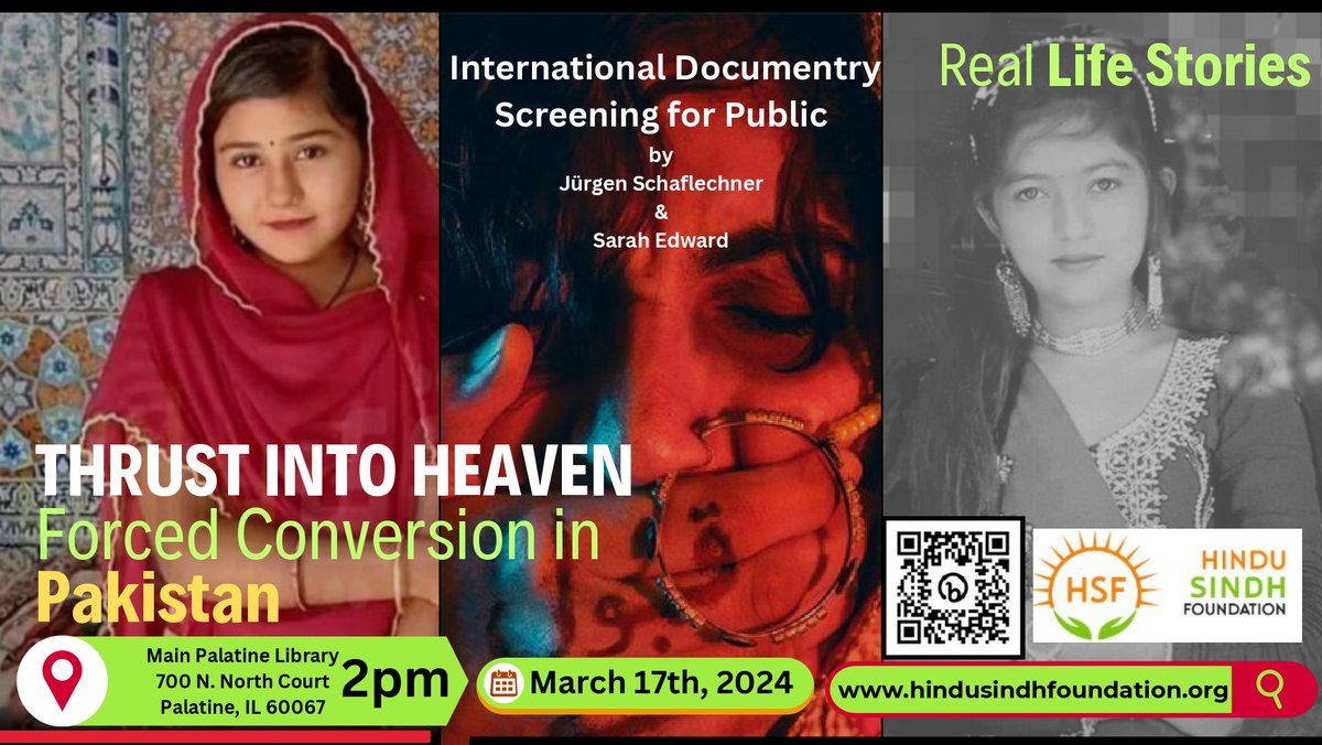 Join us at the Main Palatine Library on March 17th for a documentary screening, 'Thrust into Heaven' by Jürgen Schaflechner & Sarah Edward, organized by the Hindu Sindh Foundation. This event aims to highlight the plight of Hindu girls globally, particularly in Sindh, Pakistan.