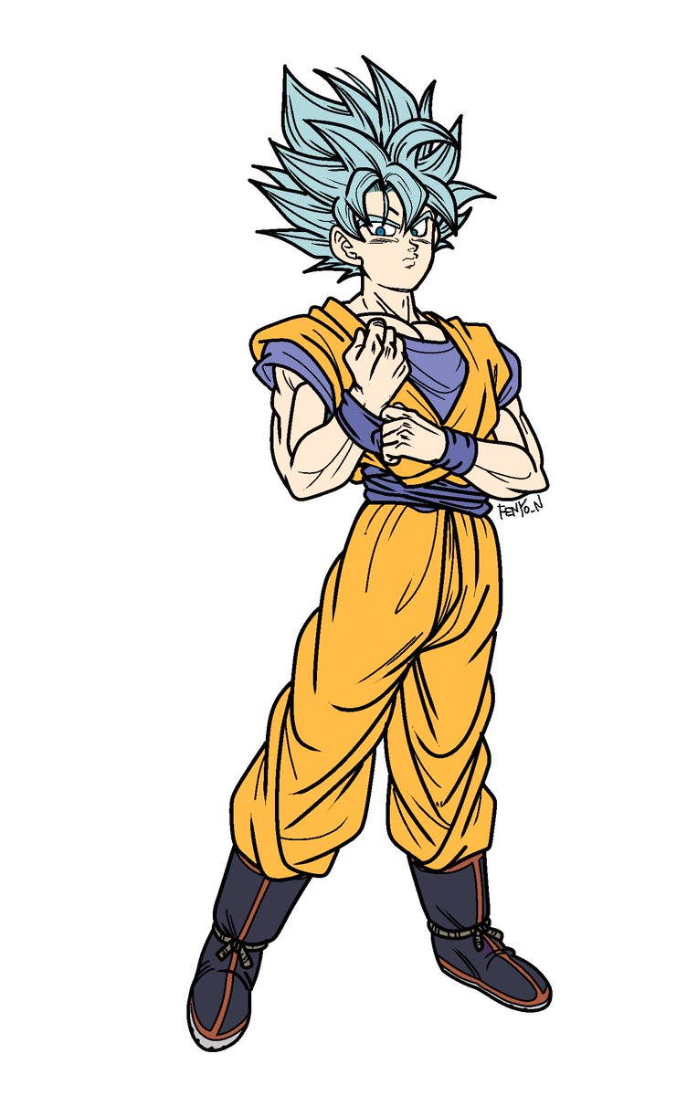 son goku 1boy male focus solo dougi full body spiked hair blue hair  illustration images