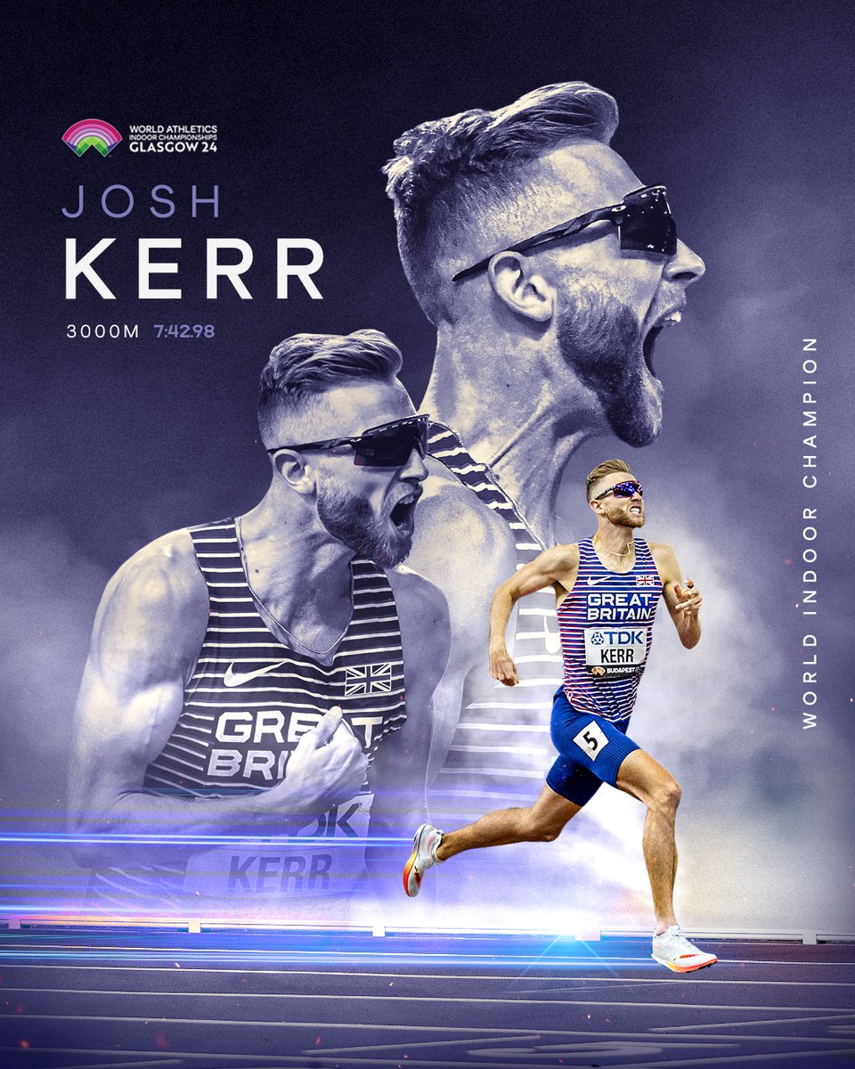 ON HOME SOIL ‼️

🇬🇧's <a href="/joshk97/">Josh Kerr</a> powers to golden 3000m glory in 7:42.98 👏

#WorldIndoorChamps