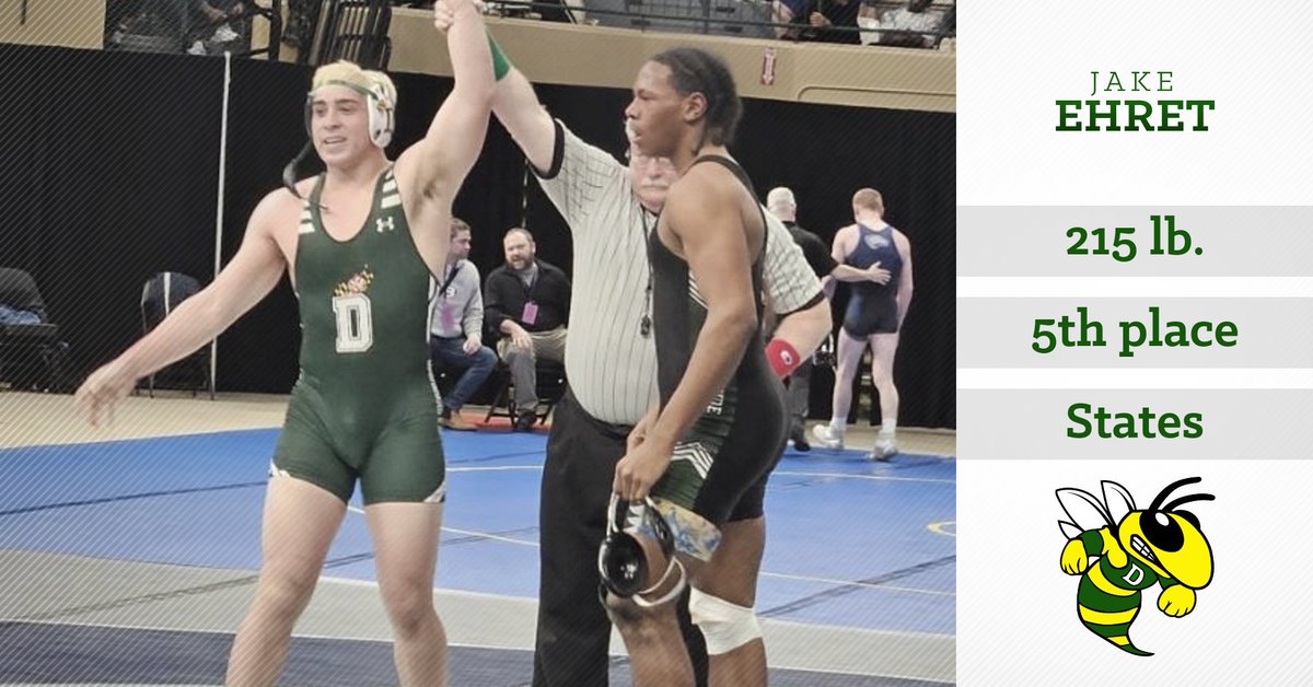 Senior Jake Ehret finishes his Hornet wrestling career with a 5th place at States.