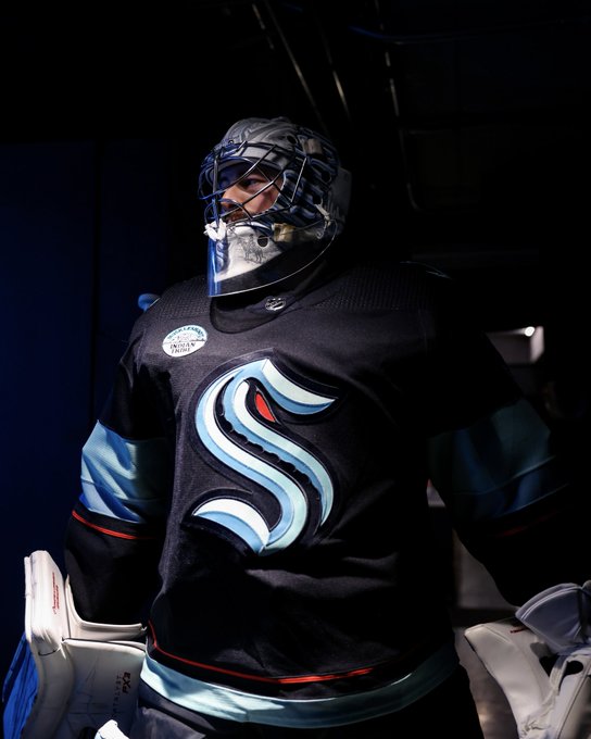 Grubauer in player tunnels pregame