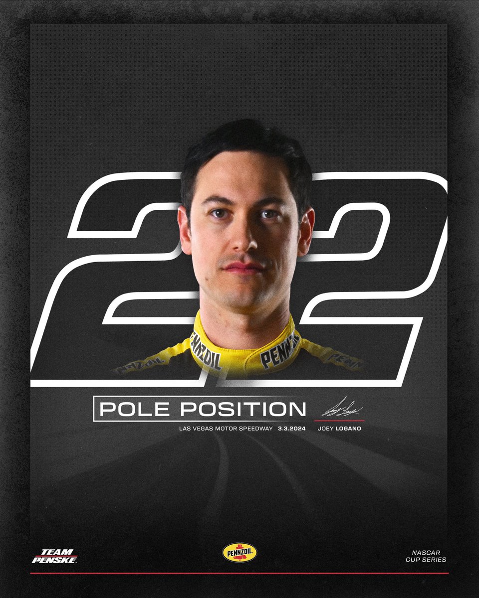 Starting in style. @joeylogano wins the pole at Vegas for the #Pennzoil400!