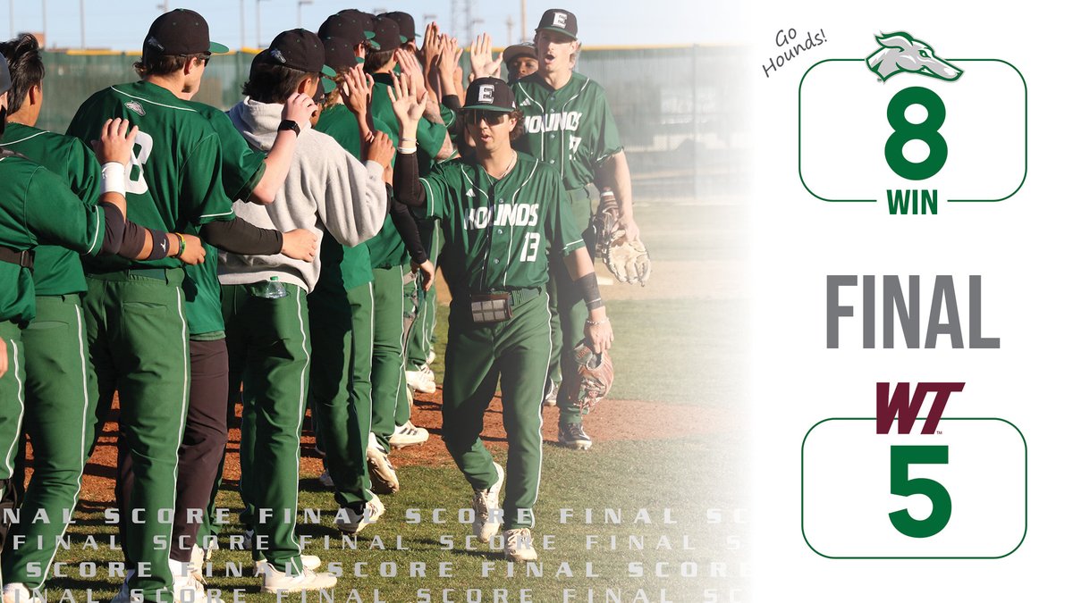 ENMUBaseball's tweet photo. GREYHOUNDS WIN!!!

ENMU scores six runs in the final three innings to beat #5 West Texas A&amp;M. Luciano Terilli came in to get the save, while Landon Pyles picks up 3 RBIs.

#ENMU #ALLIN https://t.co/Z3Cxz27UTk