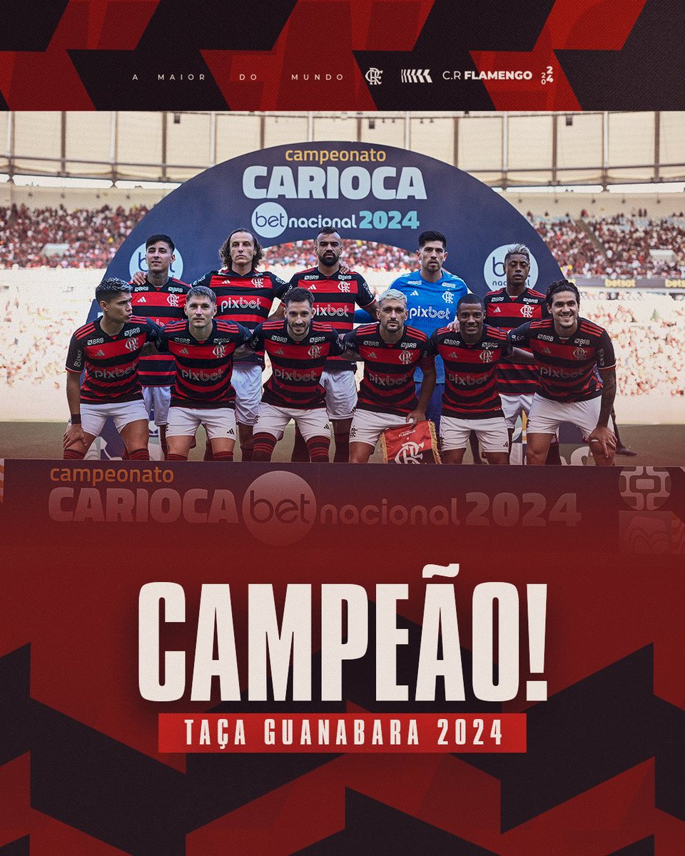 O MENGÃO conquista a Taça Guanabara pela 24ª vez em sua história! É o maior vencedor da competição! 🏆❤️🖤 #CRF #VamosFlamengo