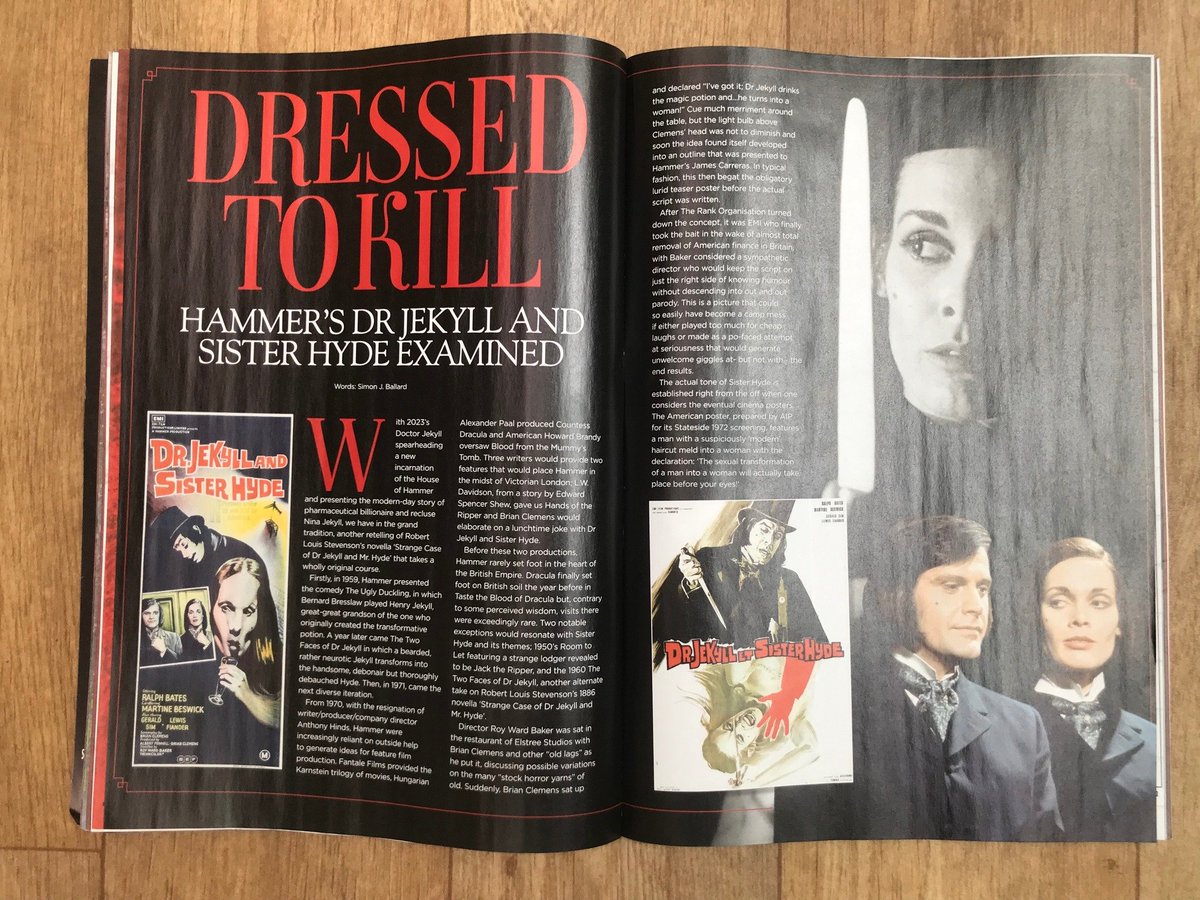 New Scream out now, with my piece on Hammer's DR JEKYLL & SISTER HYDE! #hammerhorror #HorrorCommunity #horrorwriting #horrormagazine #screamhorrormag