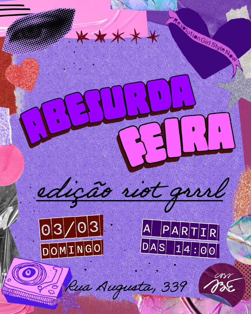 resquecer's tweet photo. A boa de amanhã em #saopaulo 🔥
Vamos celebrar o riot grrrl nessa feira de mulheres artistas na Casa Abe, em frente ao #parqueaugusta 

Free, só chegar! https://t.co/Re12NH1uLN