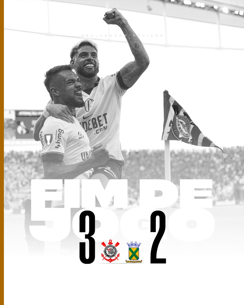 VITÓRIA COM EMOÇÃO!!!

O Timão venceu o Santo André pelo placar de 3 a 2 dentro de casa!!!

Corinthians 3 🆚 2 Santo André

⚽ Maycon
⚽ Yuri Alberto
⚽ Pedro Raul

#VaiCorinthians
