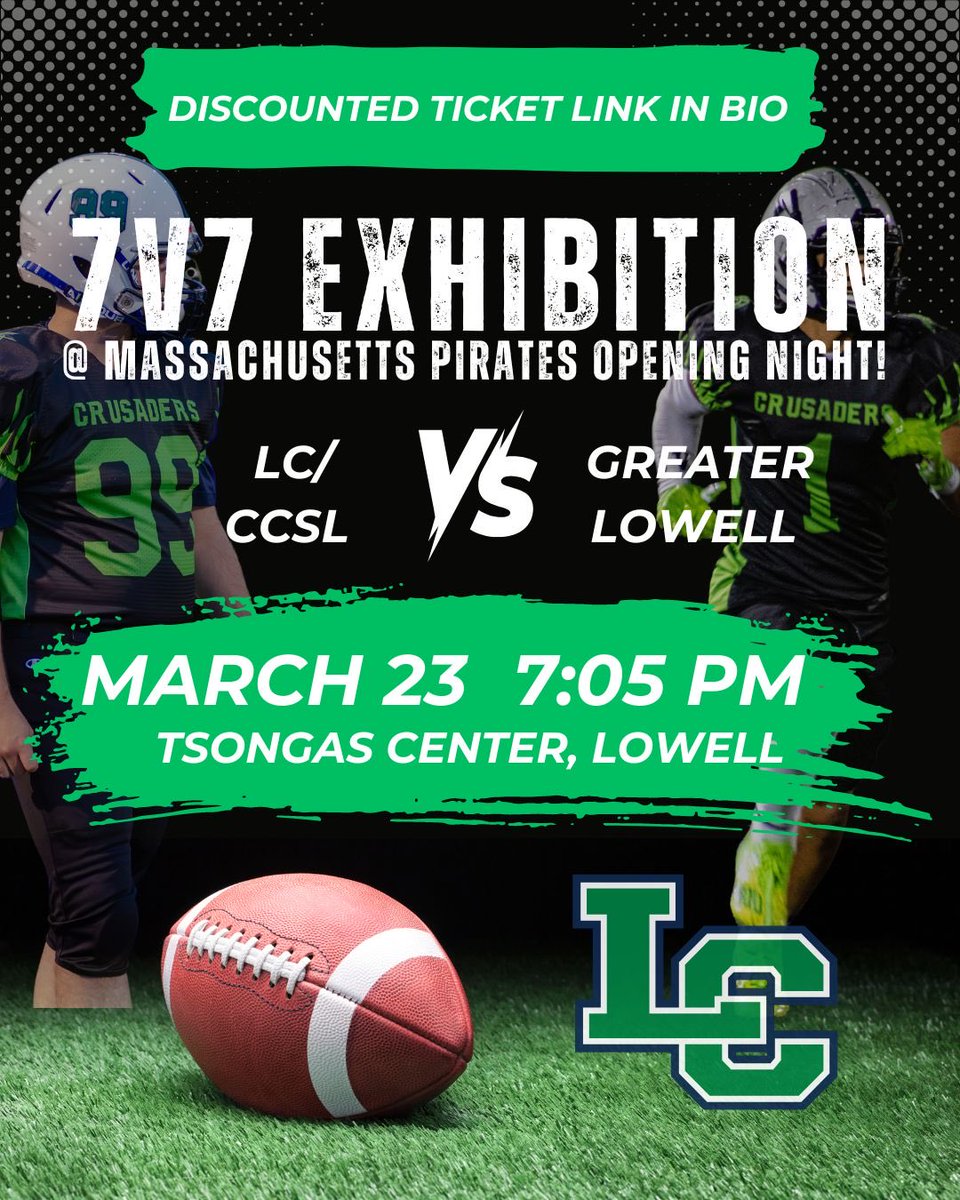 We are excited to be a part of ⁦@mass_pirates⁩ first ever home game in Lowell.  Come support the Crusaders taking on GLTHS at halftime.  Going to be a fun night.  masspirates.spinzo.com/LowellCatholic.                                           ⁦@LC_CrusadersAD⁩