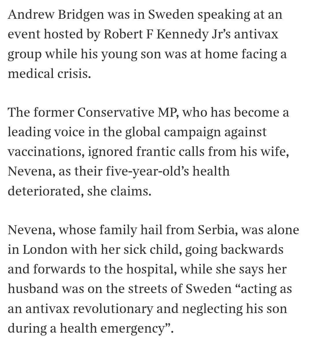 Nullen80's tweet image. Nevena Bridgen fully believes Andrew has been captured by a cult according to the recent Times article.