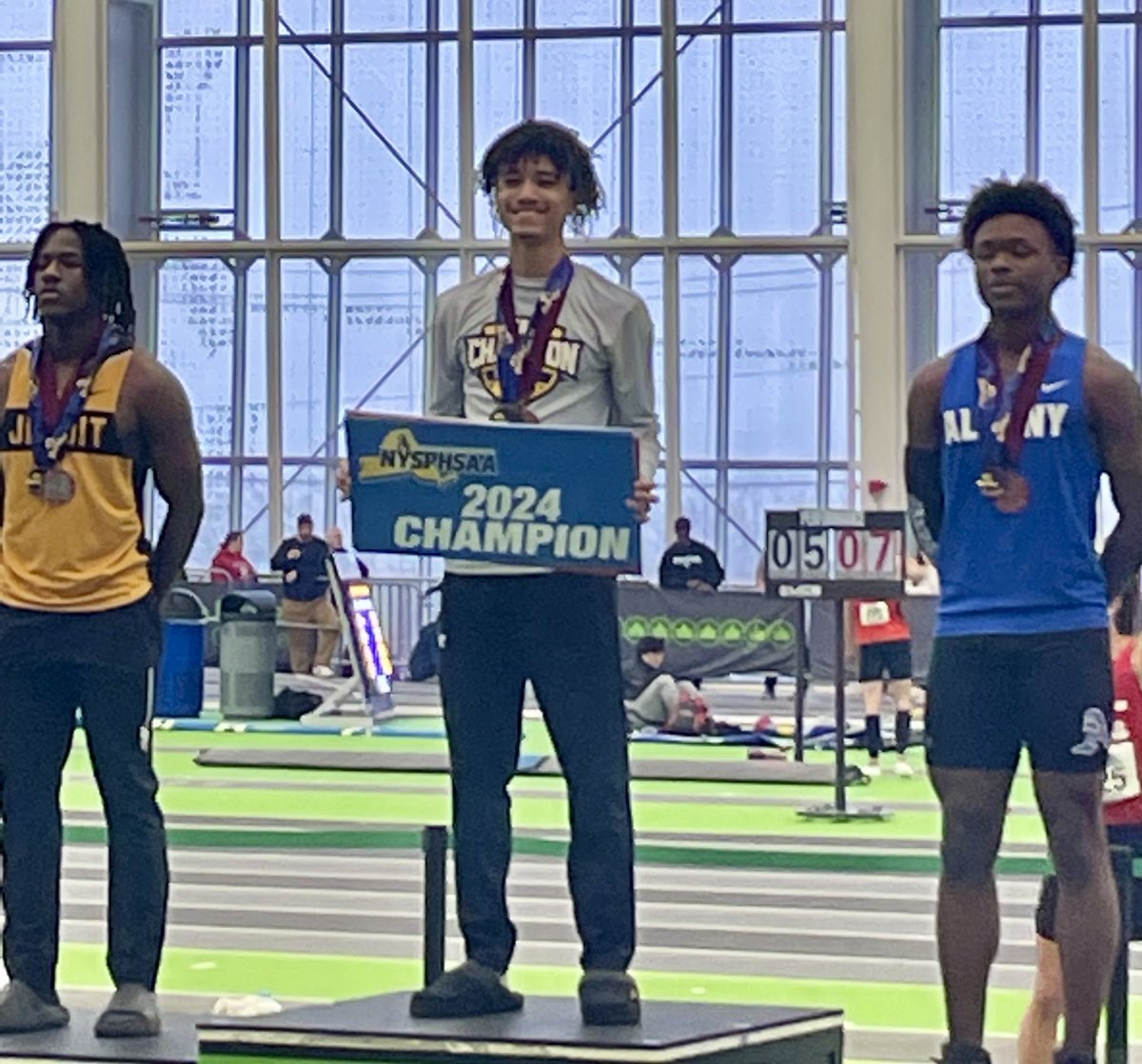 MidlakesSchools's tweet photo. How about TWO STATE TITLES!!!

Sophomore @AidenBryant22 leaps to a second state title today. This one in the Long Jump, with a jump of 23–feet, 5.75-inches!!!!!

#WeAreMidlakes https://t.co/tjhewkwjyu
