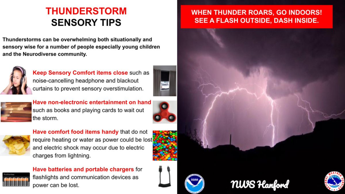 With #thunderstorms possible until the evening, here are some sensory tips especially if you have individuals who are autistic or prone to sensory overload. #CAWx #Fresno