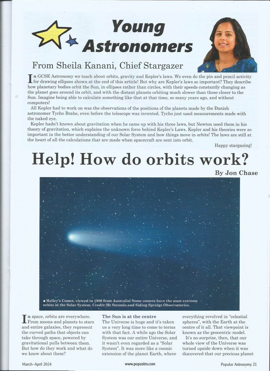 oortkuiper's tweet image. Just had another article published for the March-April issue of @popastro magazine.  Covering how orbits work.  You can read it below.  
The page numbers are at the bottom of the images in case you wondered on the order ;)