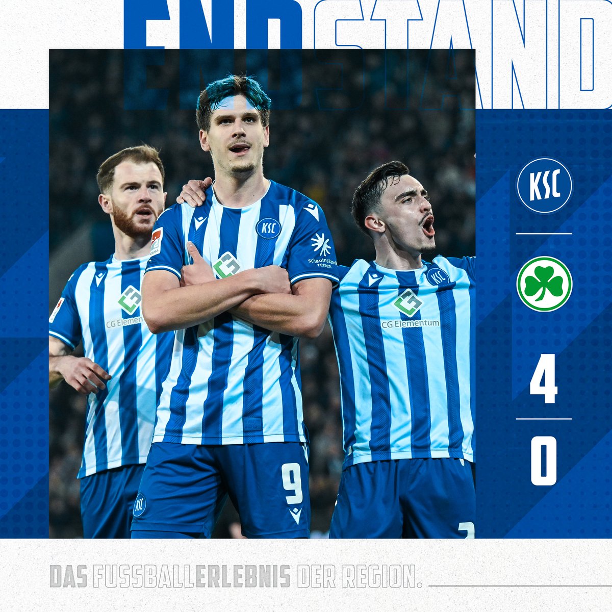 KarlsruherSC's tweet image. #ABPFIFF |4:0| AUSRUFEZEICHEN! 

In wenigen Minuten:
⚽ Spielbericht auf ksc.de
📺 Zusammenfassung auf tv.ksc.de

#KSCSGF #KSCmeineHeimat