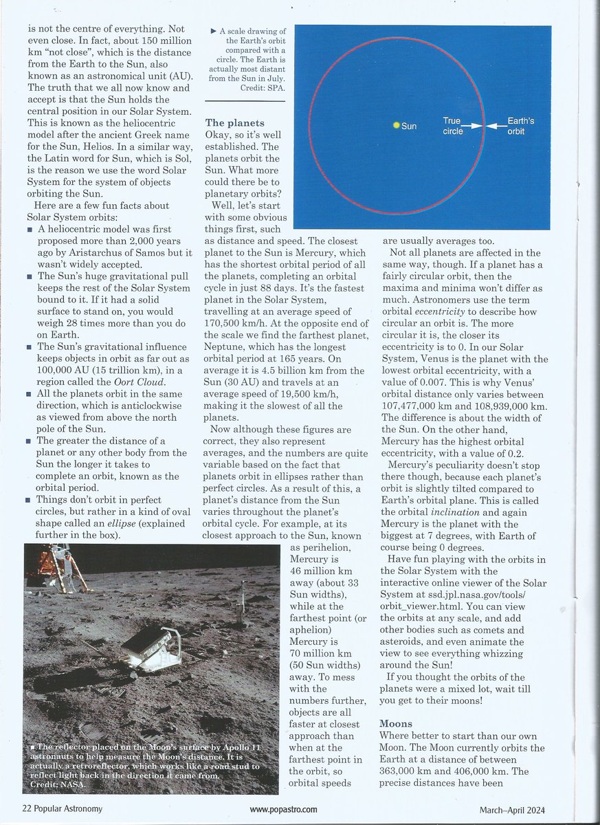 oortkuiper's tweet image. Just had another article published for the March-April issue of @popastro magazine.  Covering how orbits work.  You can read it below.  
The page numbers are at the bottom of the images in case you wondered on the order ;)