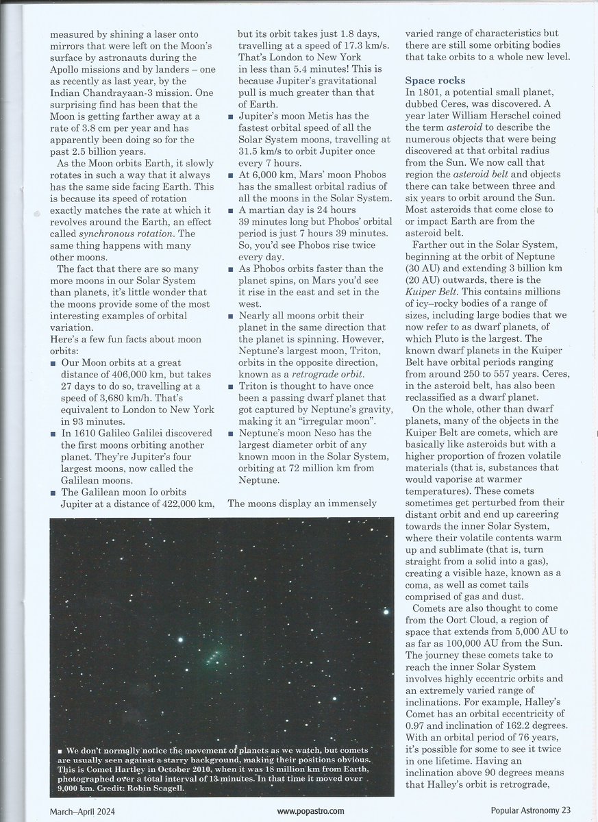 oortkuiper's tweet image. Just had another article published for the March-April issue of @popastro magazine.  Covering how orbits work.  You can read it below.  
The page numbers are at the bottom of the images in case you wondered on the order ;)