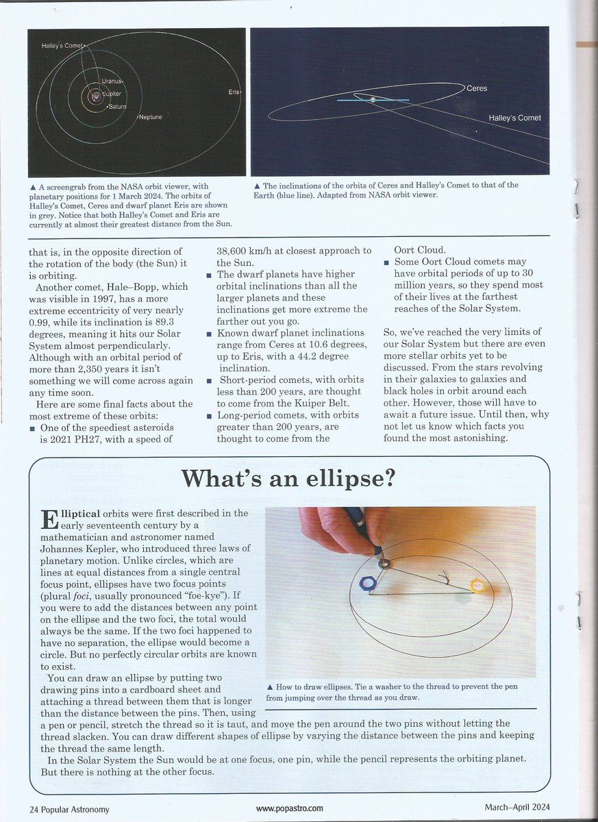 oortkuiper's tweet image. Just had another article published for the March-April issue of @popastro magazine.  Covering how orbits work.  You can read it below.  
The page numbers are at the bottom of the images in case you wondered on the order ;)
