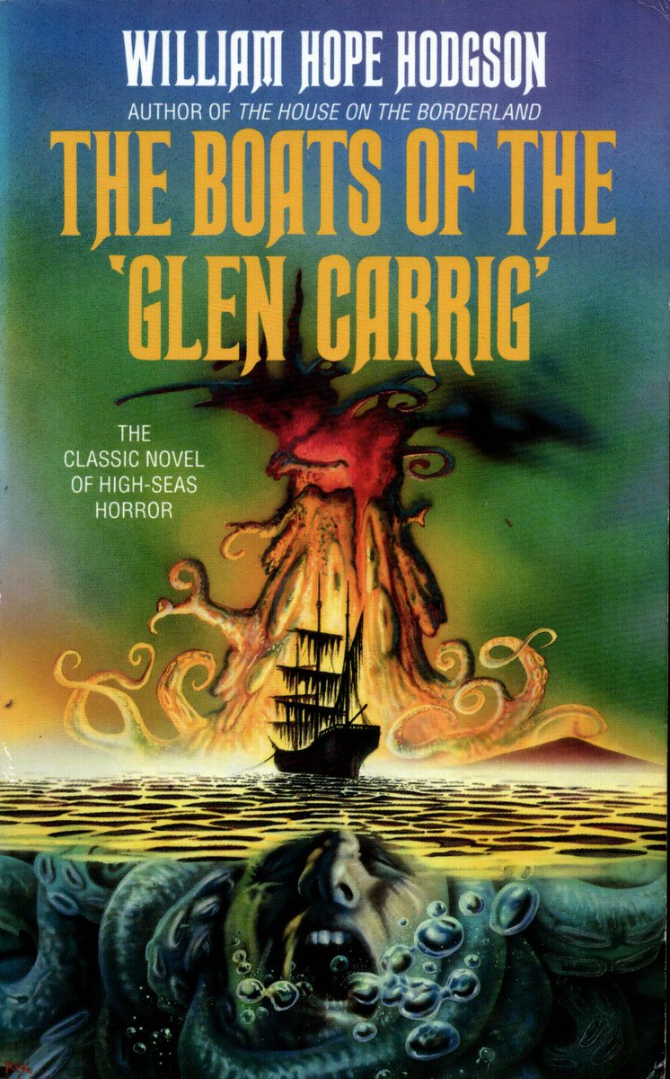 William Hope Hodgson, The Boats of the Glen Carrig, Grafton, 1991. Cover: Luis Rey. First published 1907. #BookCover #WilliamHopeHodgson #LuisRey #Grafton #boat #GlenCarrig @thatsgoodweb @afrocosmist  @retroscifiart @doberes